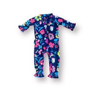 EUC George One Piece Floral Rashguard Size 9-12 Months